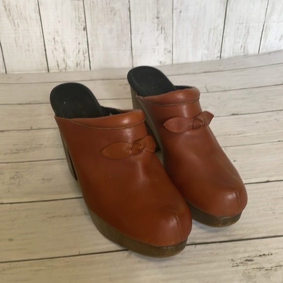 Rachel Comey Whiskey Leather Bow Platform Heeled Clogs - Picture 2 of 15